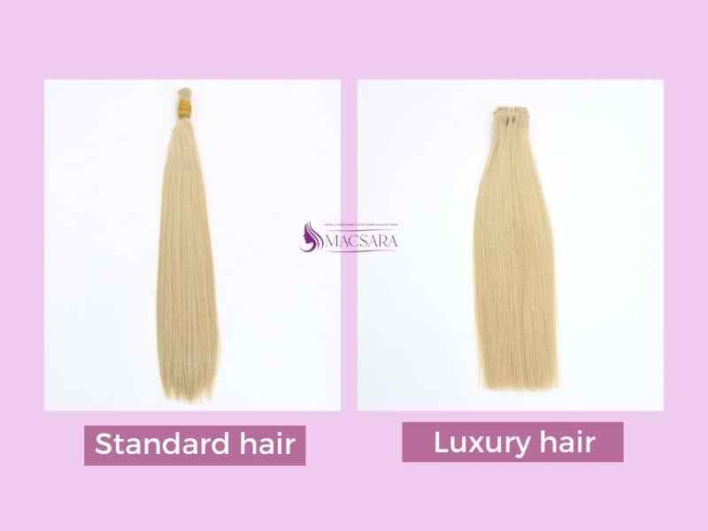 The Standard hair extensions (MS quality) and Luxury hair extensions (L quality)