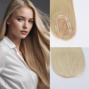 White Blonde Straight Mono Hair Topper 3x5