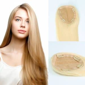 White Blonde Straight Silk Base Hair Topper 5×5