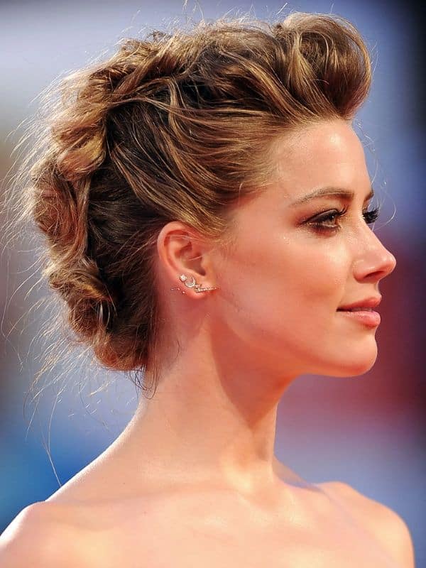 Amber Heard in French roll hairstyle