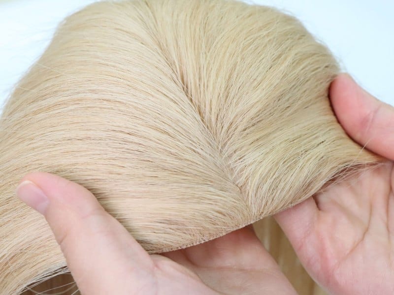 An example of a hair topper with high-density