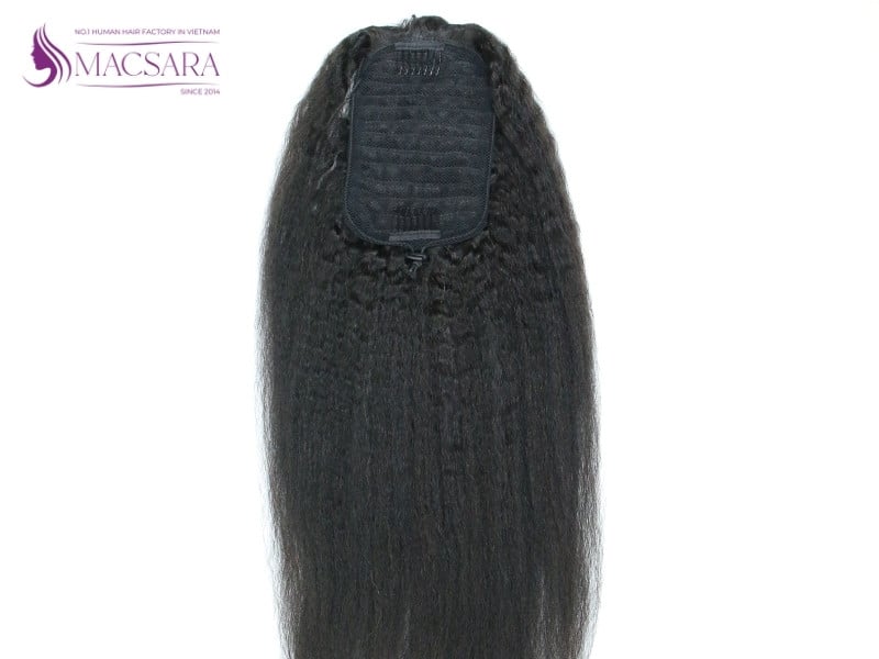 Kinky straight Drawstring ponytail hair extensions from Macsara Hair