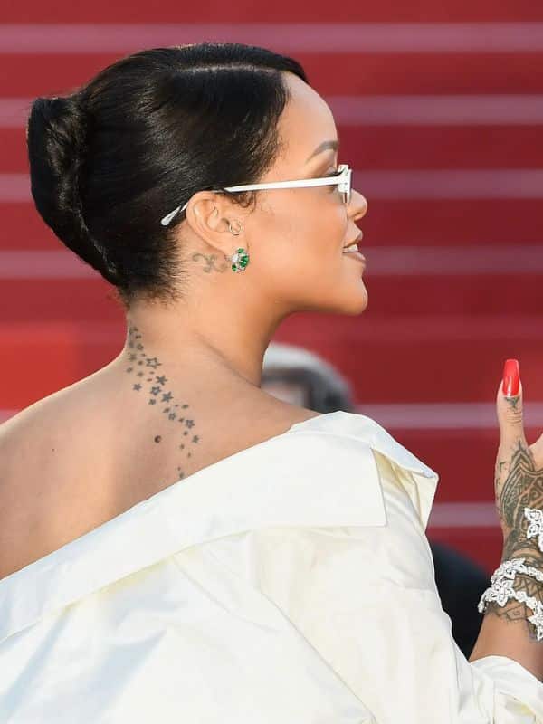 Rihanna in French roll hairstyle