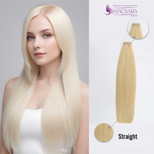 Light Blonde Straight Feather Weft