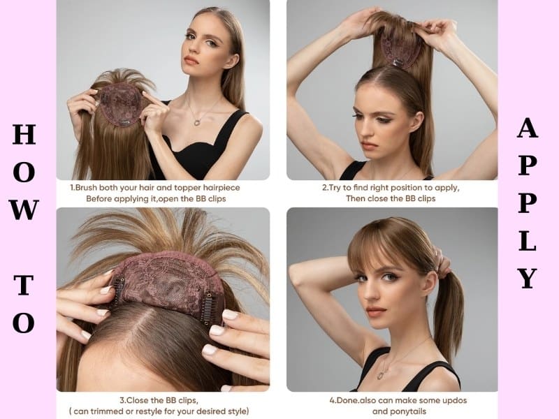 Steps to wear a hair topper with the bangs