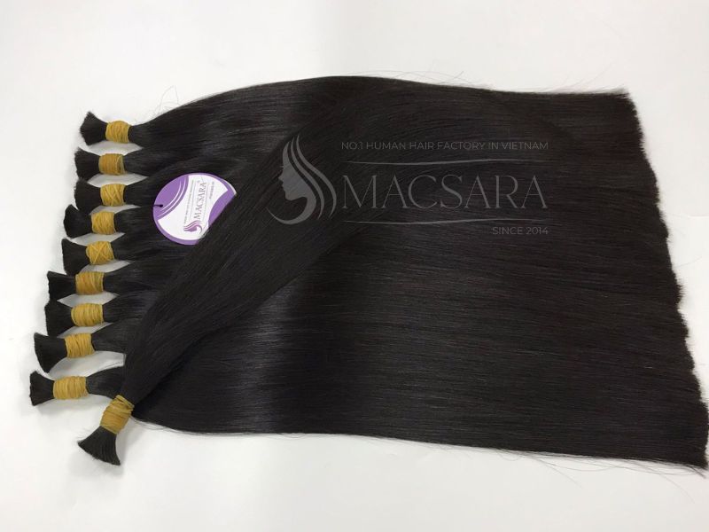 Natural Color Straight Bulk Hair Extensions (Bleachable)