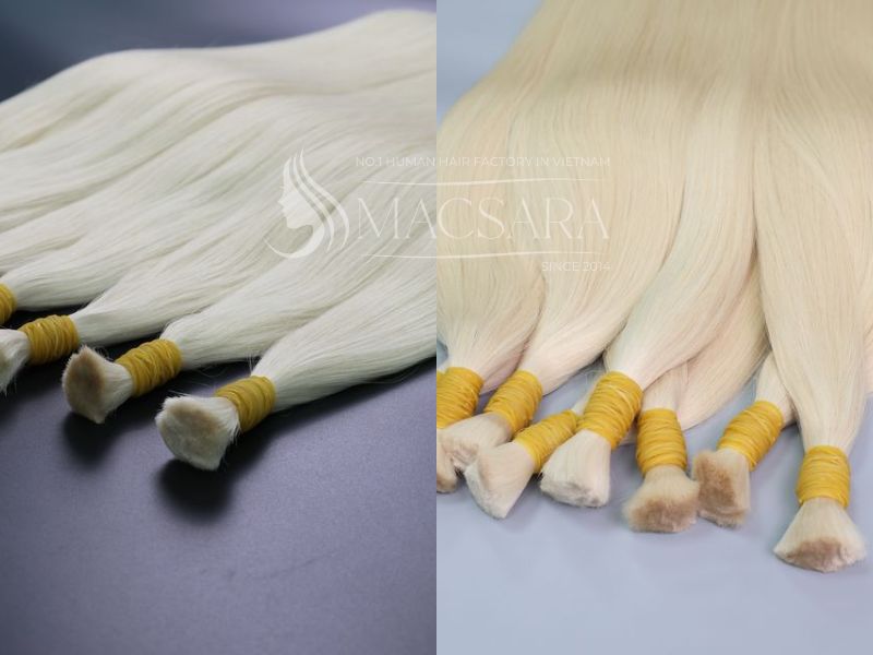 White Color Straight Bulk Hair Extensions