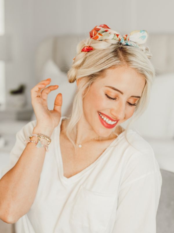 Milkmaid braid with scarf