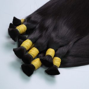 Natural color straight bulk hair extensions (bleachable)