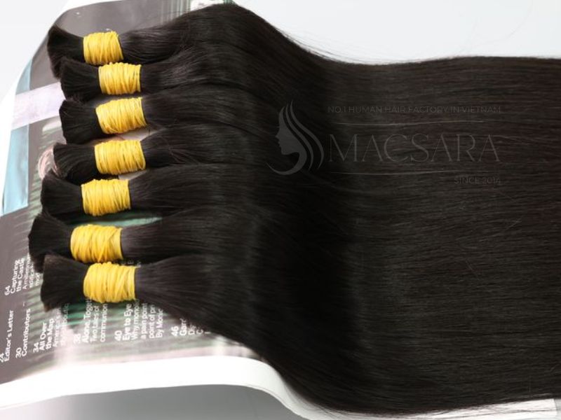 Natural Color Straight Bulk Hair Extensions are soft, smooth, and tangle-free