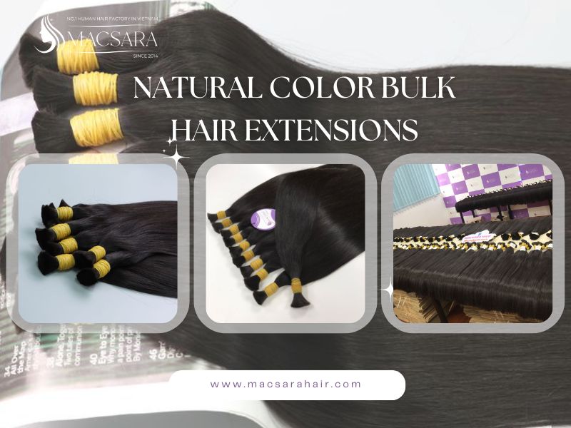 Natural Color Straight Bulk Hair Extensions (Bleachable)