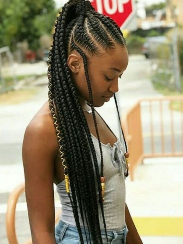 Braided Ponytail With Weave