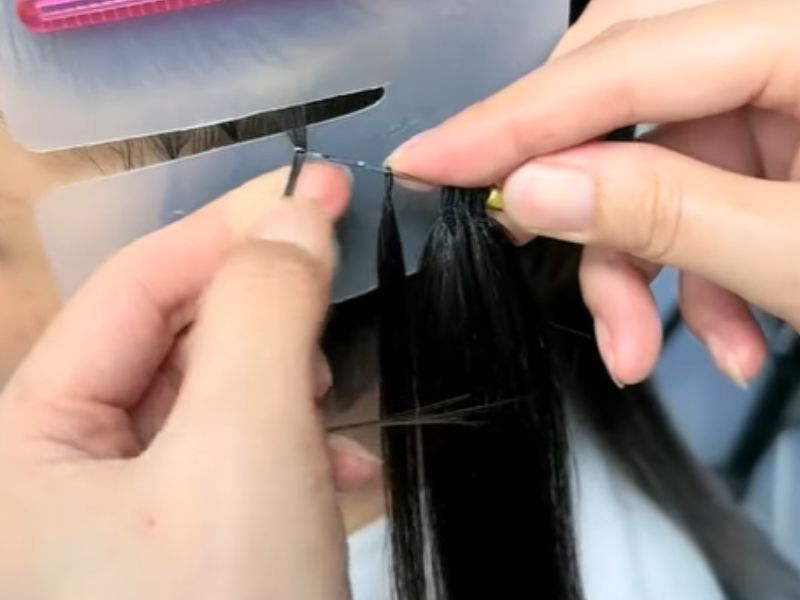 How feather weft hair extensions are applied