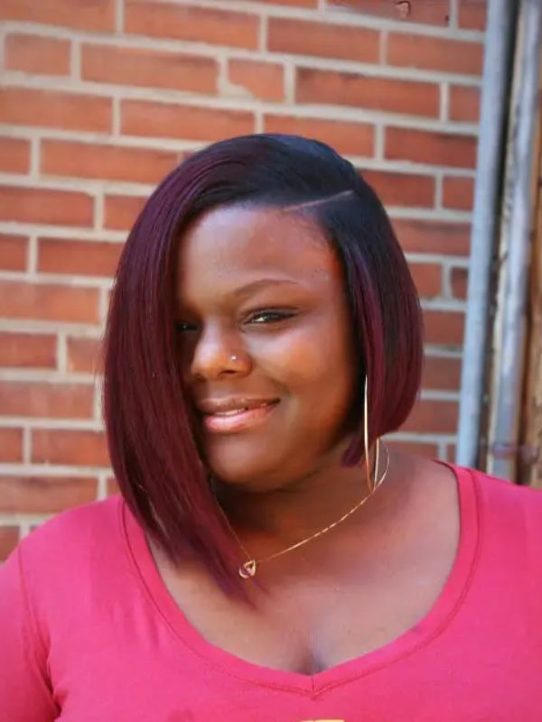 Asymmetrical red bob