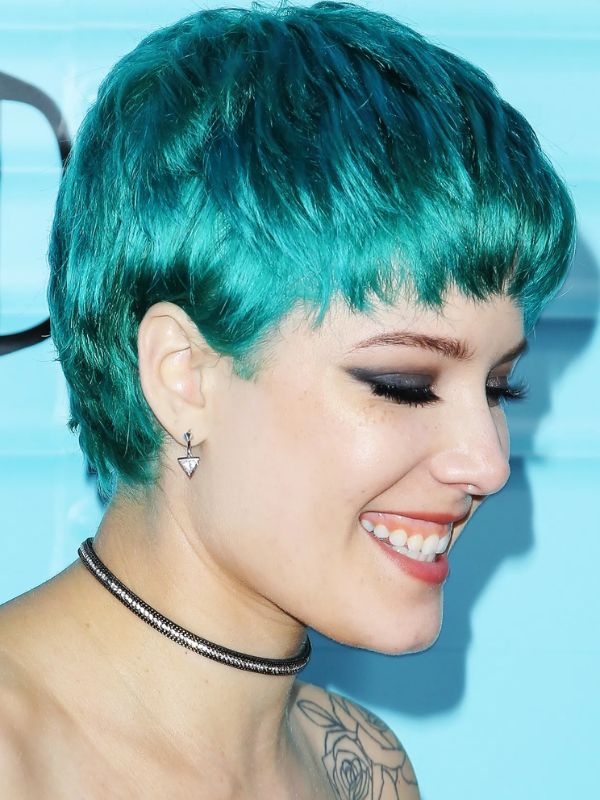 Short teal haircut