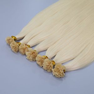 White Blonde Straight Flat-Tip Hair Extensions