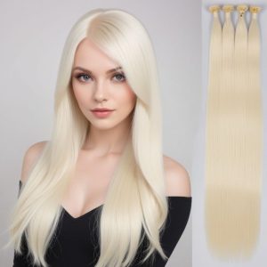 White Blonde Straight Y-Tip Hair Extensions