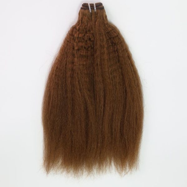 Brown Kinky Straight Machine Weft Hair Extensions