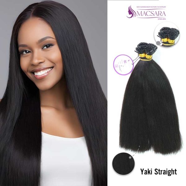 Natural Color Yaki Straight I Tip Hair Extensions