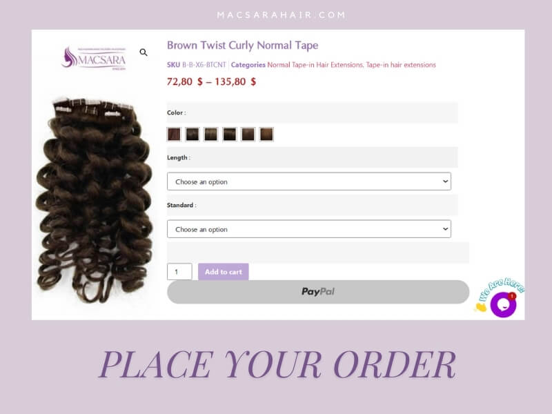 You can customize your order by selecting the length, color, style, and quantity.