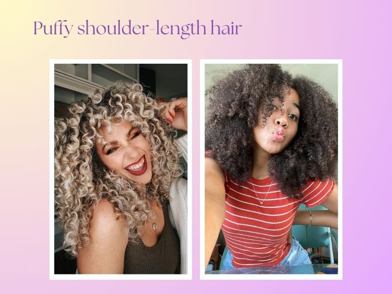 Puffy Shoulder-Length Hair