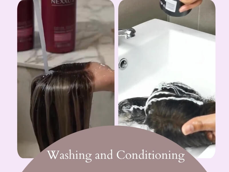 Gently detangle the hair before washing