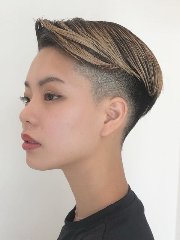 This bold haircut provides a unique, dynamic appearance