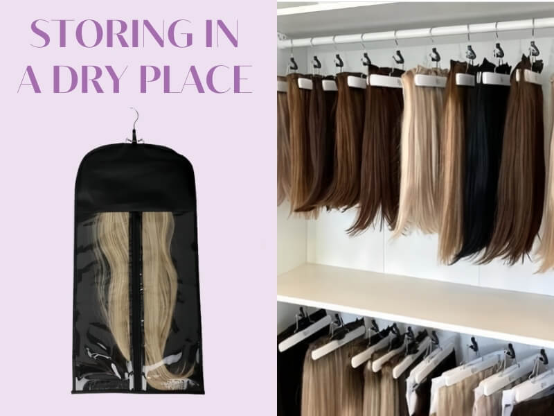 Store your hair extensions in a cool, dry place, away from direct sunlight