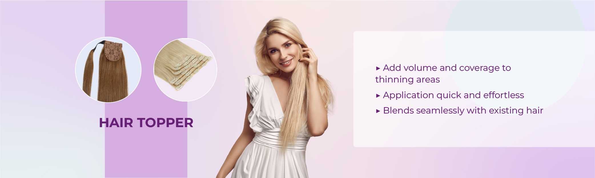 Human hair topper hair extensions by Macsara Hair