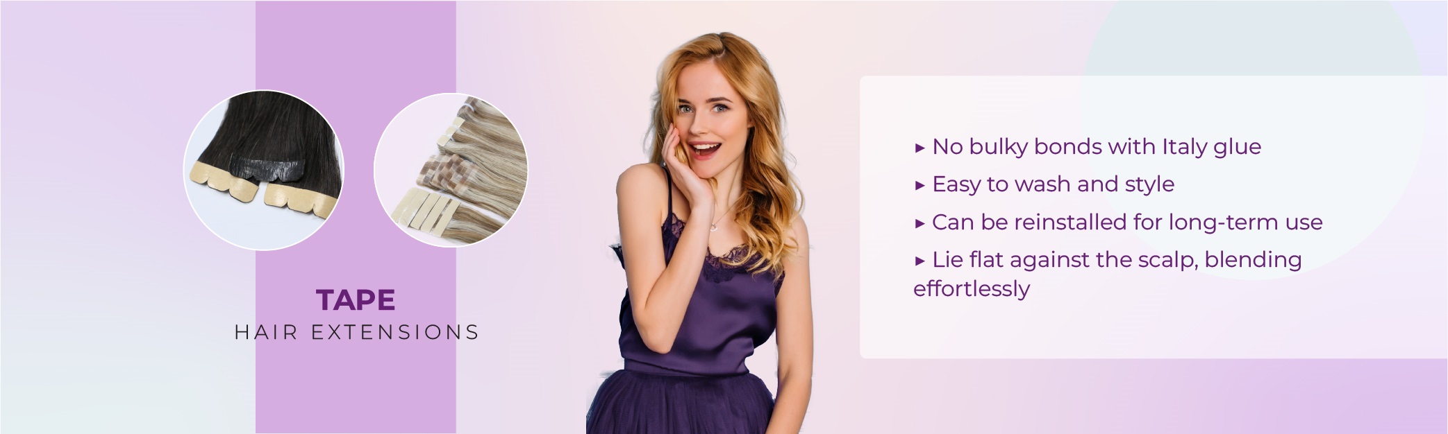 Tape-in hair extensions by Macsara Hair